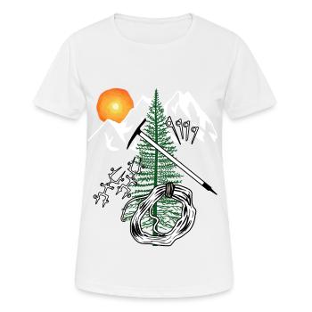 Bergsteiger Karabiner Sackleine Abseilen Gipfel - Frauen T-Shirt atmungsaktiv - Weiß - Vorne - AI Model Female 172 dark (172cm)