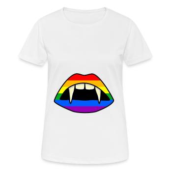 LGBT Lippen Vampir Regenbogenfahne Gay Pride - Frauen T-Shirt atmungsaktiv - Weiß - Vorne - AI Model Female 172 dark (172cm)