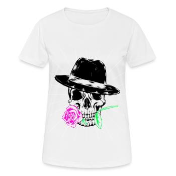 Crâne de crâne romantique gentleman Casanova - T-shirt respirant Femme - blanc - Devant - AI Model Female 172 dark (172cm)