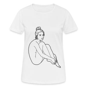 Nackte Frau Silhouette Erotik sexy Girl Sexualität - Frauen T-Shirt atmungsaktiv - Weiß - Vorne - AI Model Female 172 dark (172cm)