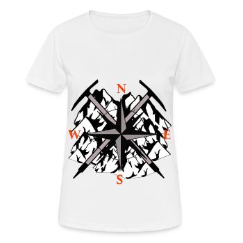 Gebirge Gipfel Berg Kompass Spitzhacke Bergsport - Frauen T-Shirt atmungsaktiv - Weiß - Vorne - AI Model Female 172 dark (172cm)