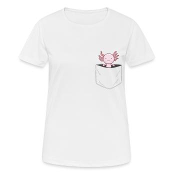 Axolotl mignon axolotl dans la poche de poitrine kawaii - T-shirt respirant Femme - blanc - Devant - AI Model Female 172 dark (172cm)