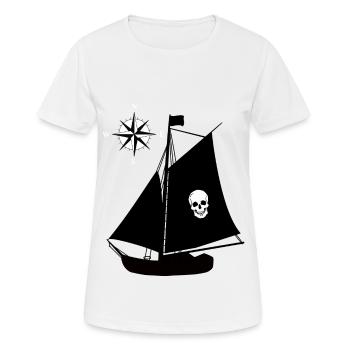 Piratenschiff Totenkopf Kompass Windrose Piraten - Frauen T-Shirt atmungsaktiv - Weiß - Vorne - AI Model Female 172 dark (172cm)