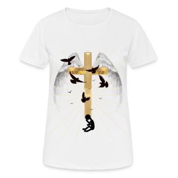 Dépression Croix Salut Résurrection Au-delà - T-shirt respirant Femme - blanc - Devant - AI Model Female 172 dark (172cm)