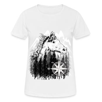 Pferd Mountains Wildnis Reiter Wildpferd Abenteuer - Frauen T-Shirt atmungsaktiv - Weiß - Vorne - AI Model Female 172 dark (172cm)