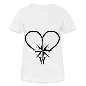Windrose Kompass Expedition Outdoor Reise Richtung - Frauen T-Shirt atmungsaktiv - Weiß - Vorne - AI Model Female 172 dark (172cm)