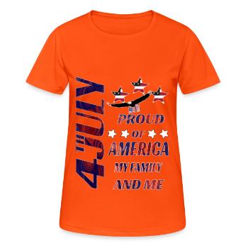 July 4th. Independence Day. Only here. - Women's Breathable T-Shirt - neon orange - Front - AI Model Female 172 dark (172cm)