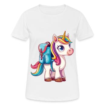 Schule Einhorn Schultasche Einschulung Schüler - Frauen T-Shirt atmungsaktiv - Weiß - Vorne - AI Model Female 172 dark (172cm)
