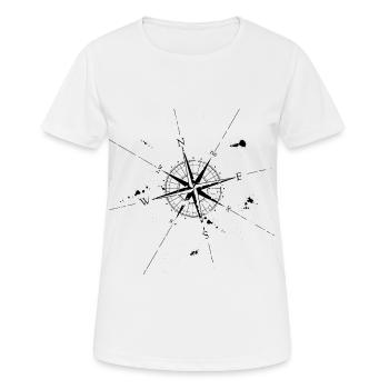 Compas de navigation carte de voyage nature cadeau - T-shirt respirant Femme - blanc - Devant - AI Model Female 172 dark (172cm)