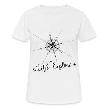 Compas de navigation carte de voyage nature cadeau - T-shirt respirant Femme - blanc - Devant - AI Model Female 172 dark (172cm)