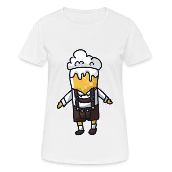 Bier Lederhose Tracht - Frauen T-Shirt atmungsaktiv - Weiß - Vorne - AI Model Female 172 dark (172cm)