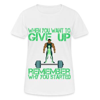 Lustiges Fitness Kraftsport Bodybuilding Geschenk - Frauen T-Shirt atmungsaktiv - Weiß - Vorne - AI Model Female 172 dark (172cm)