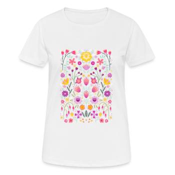 Bright Floral Botanical - Women's Breathable T-Shirt - white - Front - AI Model Female 172 dark (172cm)