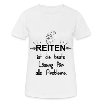 Reiter Tshirt Spruch Motiv schwarz - Frauen T-Shirt atmungsaktiv - Weiß - Vorne - AI Model Female 172 dark (172cm)