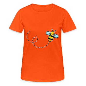 Fliegende Biene - Frauen T-Shirt atmungsaktiv - Neonorange - Vorne - AI Model Female 172 dark (172cm)