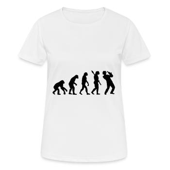 Evolution Saxophon Entwicklung Musik Jazz Saxofon - Frauen T-Shirt atmungsaktiv - Weiß - Vorne - AI Model Female 172 dark (172cm)