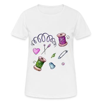 Aiguille à coudre et épingle à filer - T-shirt respirant Femme - blanc - Devant - AI Model Female 172 dark (172cm)