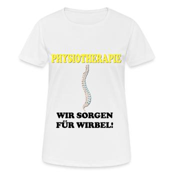 Physiotherapie wir sorgen für Wirbel schwarz - Frauen T-Shirt atmungsaktiv - Weiß - Vorne - AI Model Female 172 dark (172cm)