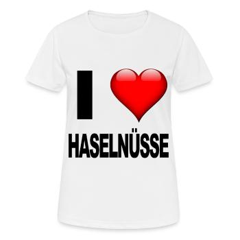 I love Haselnüsse - Frauen T-Shirt atmungsaktiv - Weiß - Vorne - AI Model Female 172 dark (172cm)