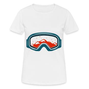 Skibrille Skifahren - Frauen T-Shirt atmungsaktiv - Weiß - Vorne - AI Model Female 172 dark (172cm)