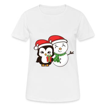 Penguin Snowman Christmas Gift - Women's Breathable T-Shirt - white - Front - AI Model Female 172 dark (172cm)