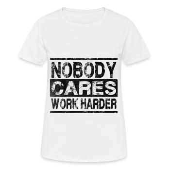 Work Harder - Frauen T-Shirt atmungsaktiv - Weiß - Vorne - AI Model Female 172 dark (172cm)