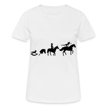 Evolution Voltigieren Reiten - Frauen T-Shirt atmungsaktiv - Weiß - Vorne - AI Model Female 172 dark (172cm)