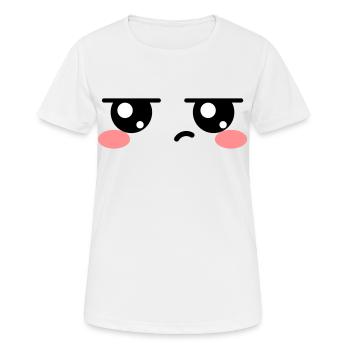 Yeux énervés Kawaii Mignon - T-shirt respirant Femme - blanc - Devant - AI Model Female 172 dark (172cm)