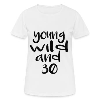 young and 30 - T-shirt respirant Femme - blanc - Devant - AI Model Female 172 dark (172cm)
