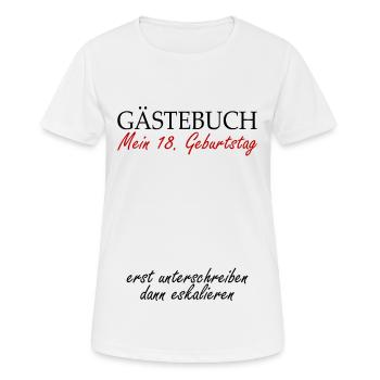 Gästebuch 18. Geburtstag Gäste Deko Geschenk - Frauen T-Shirt atmungsaktiv - Weiß - Vorne - AI Model Female 172 dark (172cm)