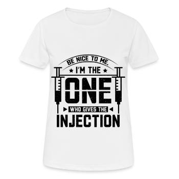 L’infirmière administre l’injection - T-shirt respirant Femme - blanc - Devant - AI Model Female 172 dark (172cm)