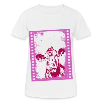 2reborn Blue Cow Kuh Tier Animal Moviestar 003 - Frauen T-Shirt atmungsaktiv - Weiß - Vorne - AI Model Female 172 dark (172cm)