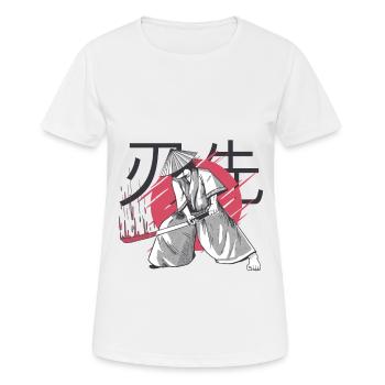 HASAKI - Edge of Blade japanisches Gaming Design - Frauen T-Shirt atmungsaktiv - Weiß - Vorne - AI Model Female 172 dark (172cm)