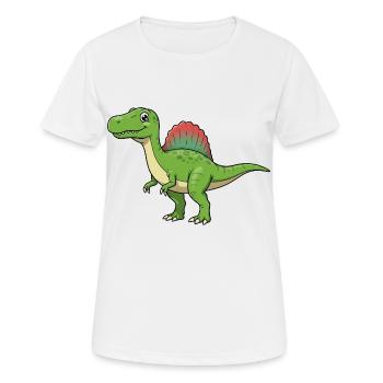 Dino Cartoon Spinosaurus - Frauen T-Shirt atmungsaktiv - Weiß - Vorne - AI Model Female 172 dark (172cm)