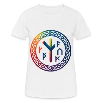 WPAP Polygon Stil - mythischer Runenring - Frauen T-Shirt atmungsaktiv - Weiß - Vorne - AI Model Female 172 dark (172cm)
