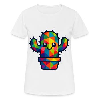 WPAP polygone Kawaii Style bébé cactus dans un pot de fleurs - T-shirt respirant Femme - blanc - Devant - AI Model Female 172 dark (172cm)