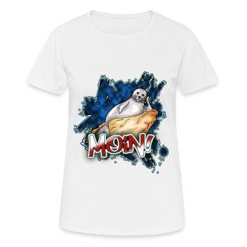 Moin Robbe | Yolo-Artwork - Frauen T-Shirt atmungsaktiv - Weiß - Vorne - AI Model Female 172 dark (172cm)
