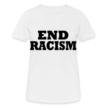 End Racism - Frauen T-Shirt atmungsaktiv - Weiß - Vorne - AI Model Female 172 dark (172cm)