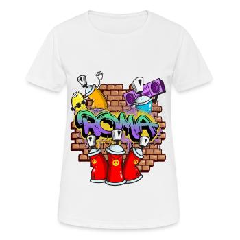 Rome Roma Italy Graffiti Spray Sprayer Spray Cans - Women's Breathable T-Shirt - white - Front - AI Model Female 172 dark (172cm)
