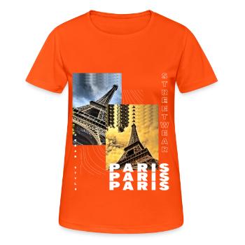 Paris France Ville Skyline Accueil Amour - T-shirt respirant Femme - orange néon - Devant - AI Model Female 172 dark (172cm)