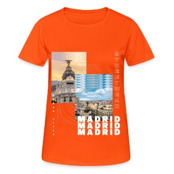 Madrid Espagne Ville Skyline Accueil Amour Vacances - T-shirt respirant Femme - orange néon - Devant - AI Model Female 172 dark (172cm)