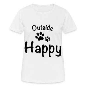 Outside dog happy dog walking - Women's Breathable T-Shirt - white - Front - AI Model Female 172 dark (172cm)