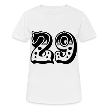 29 - Zahl - Nummer - Frauen T-Shirt atmungsaktiv - Weiß - Vorne - AI Model Female 172 dark (172cm)