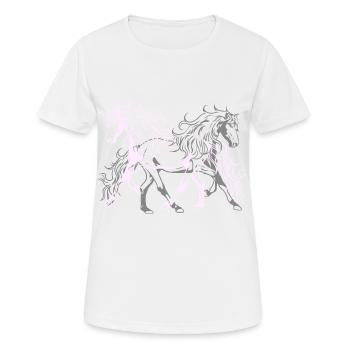 Heavenly Wild Horses Étalon Cavalier Passionné de chevaux - T-shirt respirant Femme - blanc - Devant - AI Model Female 172 dark (172cm)