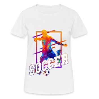 Football, Joueur De Football, Attaquant, Fan Coloré - T-shirt respirant Femme - blanc - Devant - AI Model Female 172 dark (172cm)