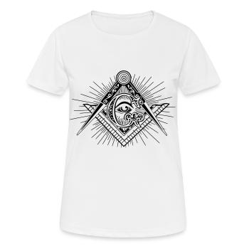 Oeil Maçonnique Fraternité Secret Illuminati - T-shirt respirant Femme - blanc - Devant - AI Model Female 172 dark (172cm)