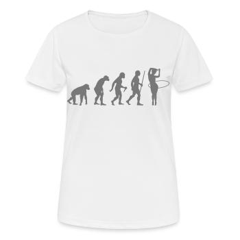 Evolution Hula Hoop - Frauen T-Shirt atmungsaktiv - Weiß - Vorne - AI Model Female 172 dark (172cm)