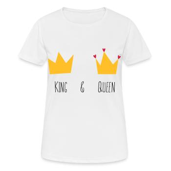 King and Queen Krone Herz Braut Bräutigam Mr Mrs & - Frauen T-Shirt atmungsaktiv - Weiß - Vorne - AI Model Female 172 dark (172cm)