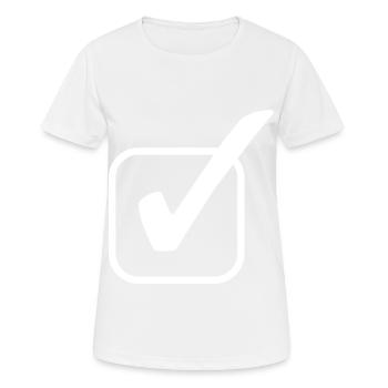 hook symbol tick tick - Women's Breathable T-Shirt - white - Front - AI Model Female 172 dark (172cm)