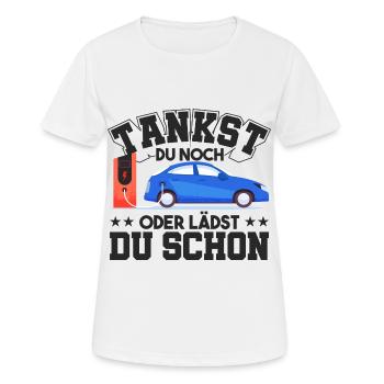 E-Auto Elektroauto - Frauen T-Shirt atmungsaktiv - Weiß - Vorne - AI Model Female 172 dark (172cm)